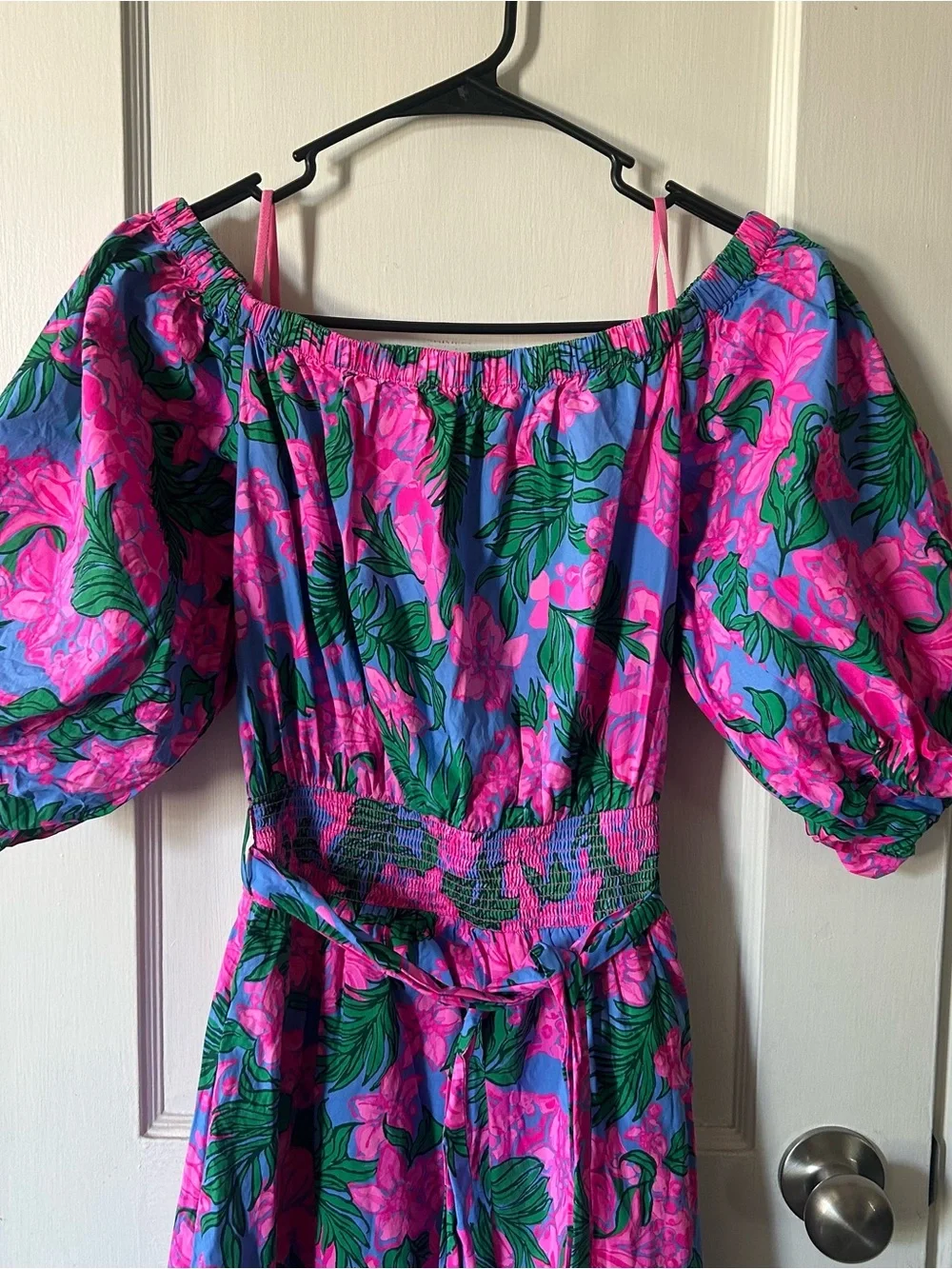 Lilly Pulitzer Shawnlee Pink & Blue Floral Off-Shoulder Maxi Dress - Picture 5 of 8